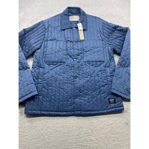 HUDSON Quilted Bomber Jacket Blue Long Sleeve Collared Snap Front Men Size M New